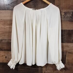 Banana Republic‎ pintuck collar tie keyhole back ivory blouse woman's size XS